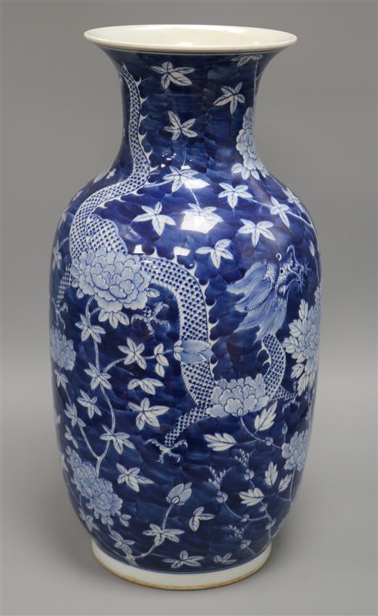 A Chinese blue and white dragon vase height 45cm